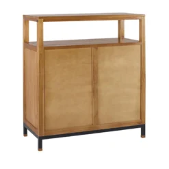 Commode 5 tiroirs metal bois marron -