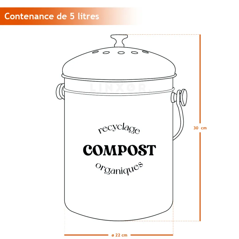 Composteur, poubelle bac de 5l