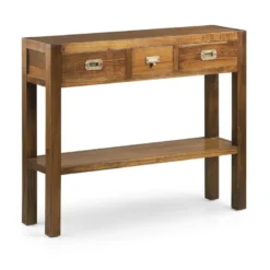 Console 3 tiroirs bronze bois marron -