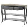 Console 2 tiroirs grise en bois l110 cm Gris