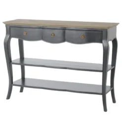 Console 2 tiroirs grise en bois l110 cm Gris