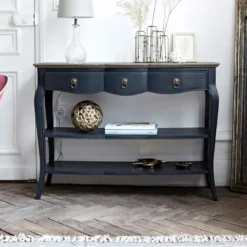Console 2 tiroirs grise en bois l110 cm Gris