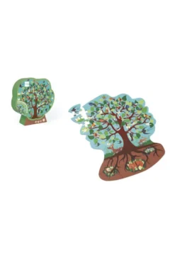 Contour puzzle arbres et oiseaux