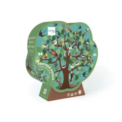 Contour puzzle arbres et oiseaux