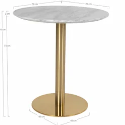 Cooper-table à manger ronde 2 personnes ø70, décor marbre et laiton