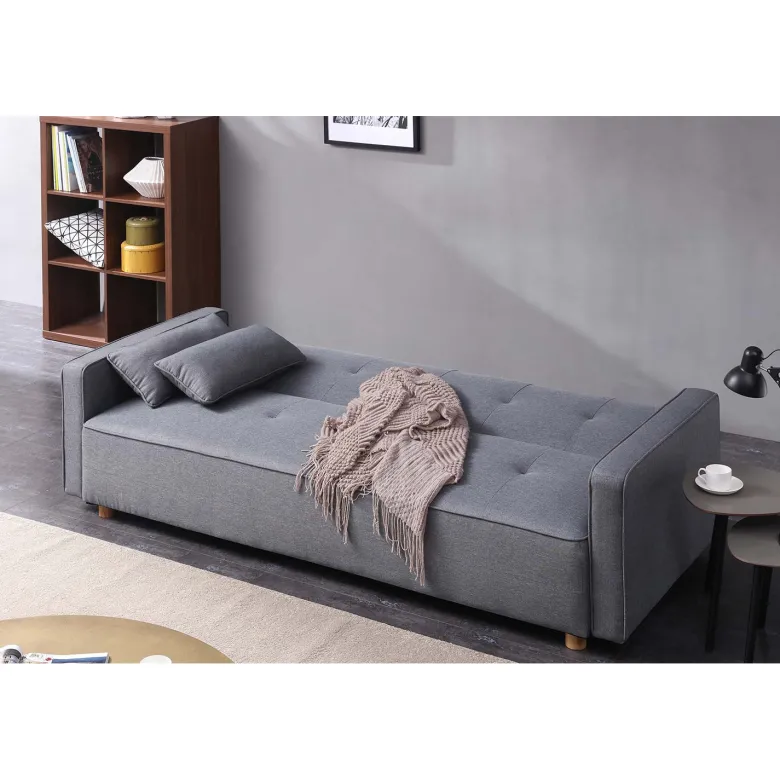 Copenhague canapé scandinave convertible 3 places en tissu gris