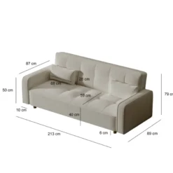 Copenhague canapé scandinave convertible 3 places en tissu gris