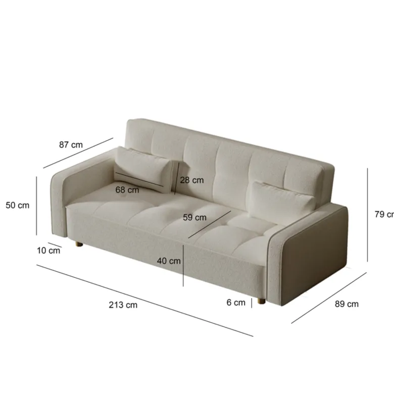Copenhague canapé scandinave convertible 3 places en tissu gris