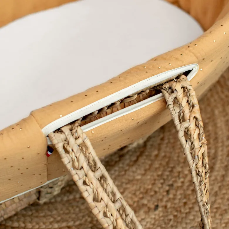 Couffin bébé pois dorés matelas inclus