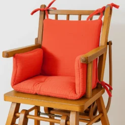Coussin chaise haute coton bio fraise