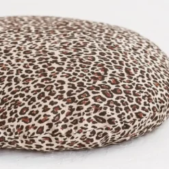 Coussin de méditation de yoga en pur lin avec motif léopard small multicolore