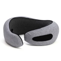 Coussin de voyage cervical ergonomique mousse mémoire de forme gris