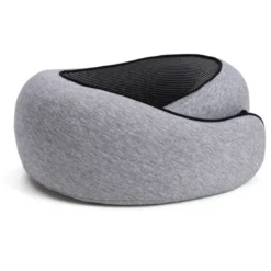 Coussin de voyage cervical ergonomique mousse mémoire de forme gris