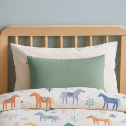 Coussin rectangle en coton bio vert Vert