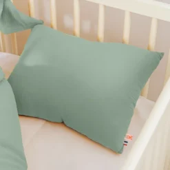 Coussin rectangle en coton bio vert Vert