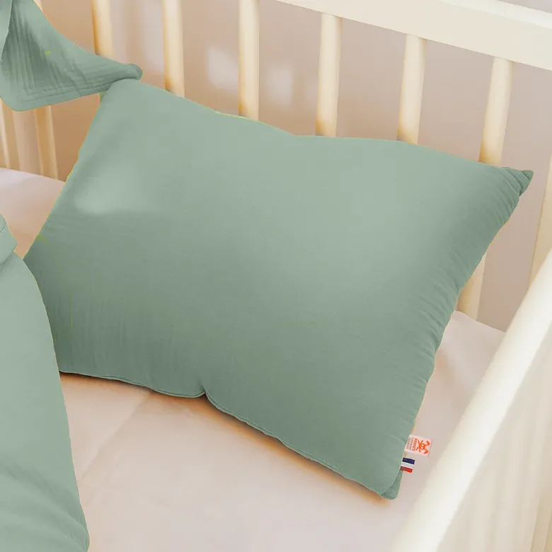 Coussin rectangle en coton bio vert Vert