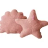 Coussins décoratifs en bouclé coquillage & étoile de mer lot de 2 rose