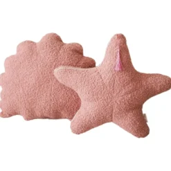 Coussins décoratifs en bouclé coquillage & étoile de mer lot de 2 rose