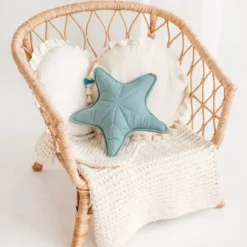 Coussin étoile de mer en lin coussin décoratif style bord de mer et plage vert