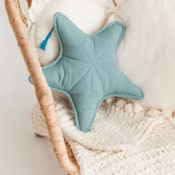 Coussin étoile de mer en lin coussin décoratif style bord de mer et plage vert