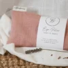 Coussin yeux lin lavande - rose poudré
