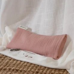 Coussin yeux lin lavande - rose poudré