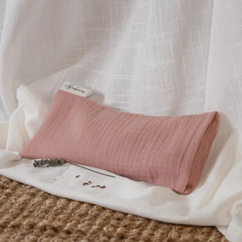 Coussin yeux lin lavande - rose poudré
