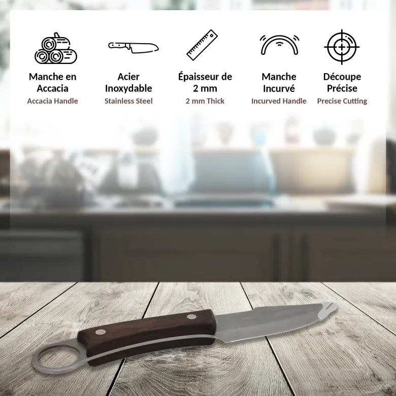 Couteau de cuisine mongol - lame 10 cm acier inoxydable