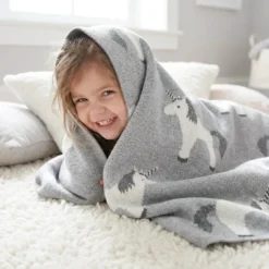 Couverture bébé coton bio licorne