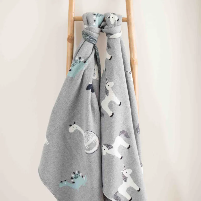 Couverture bébé coton bio licorne