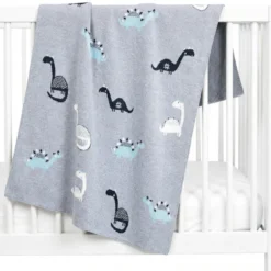 Couverture coton bio dino - 80 x 100 cm