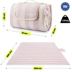 Couverture de pique-nique xxl 200x200 hypermotion rayures violette imperméable