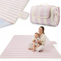Couverture de pique-nique xxl 200x200 hypermotion rayures violette imperméable