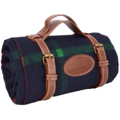 Couverture pique-nique tartan bleu nuit
