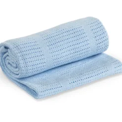 Couverture tricot de coton - bleu