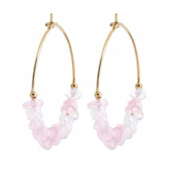 Creoles quartz rose plaqué or