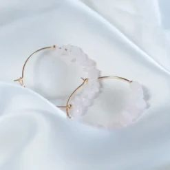 Creoles quartz rose plaqué or