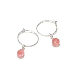 Créoles argent et quartz fraise