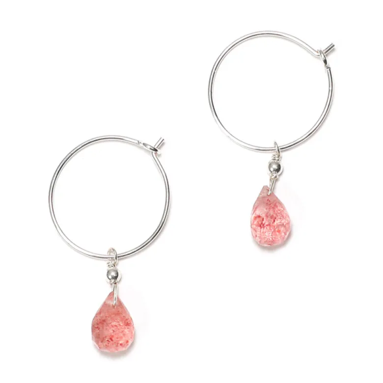 Créoles argent et quartz fraise