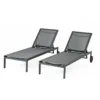 Cuba lot de 2 bains de soleil inclinables gris foncé avec roues en aluminium