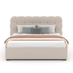 Dallas lit coffre style nuage 140x190cm en velours beige
