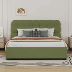 Dallas lit coffre style nuage 160x200cm en velours vert