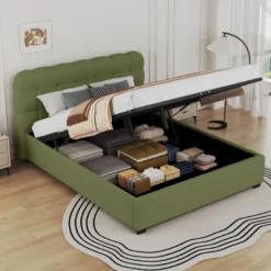 Dallas lit coffre style nuage 160x200cm en velours vert