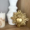 Déco murale coeur fleur ex-voto doré à accrocher