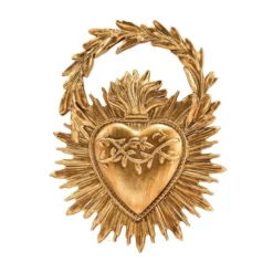 Déco murale cœur avec couronne ex-voto doré