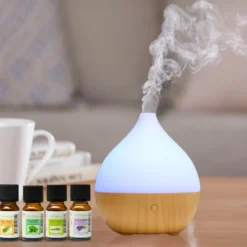 Diffuseur d'arôme leo + 4 huiles essentielles – bien-être & respiratoire