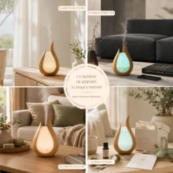Diffuseur d'huiles essentielles ultrasonique néréa, led multicolore réglable