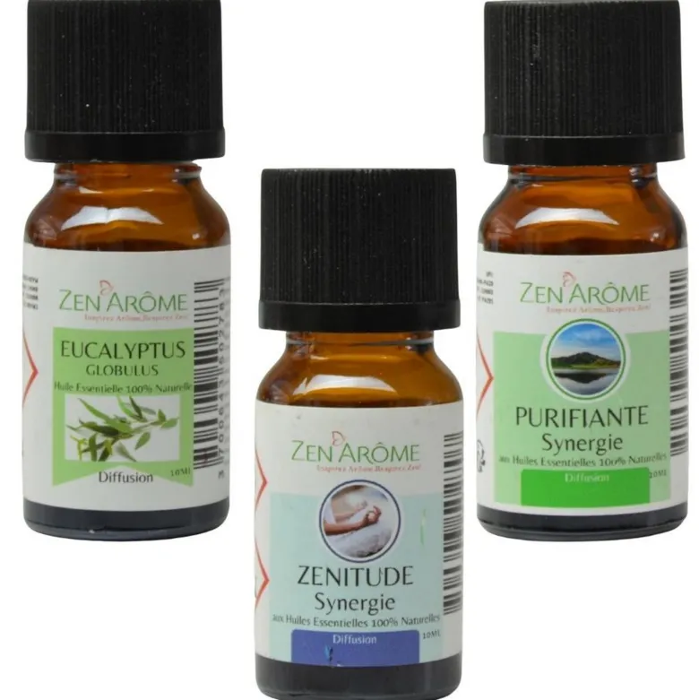 Diffuseur nébulisation bao + 3 huiles télétravail, pack aromathérapie focus