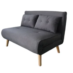 Doris canapé convertible en tissu gris foncé 2 places
