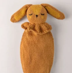 Doudou attache tétine lapin caramel
